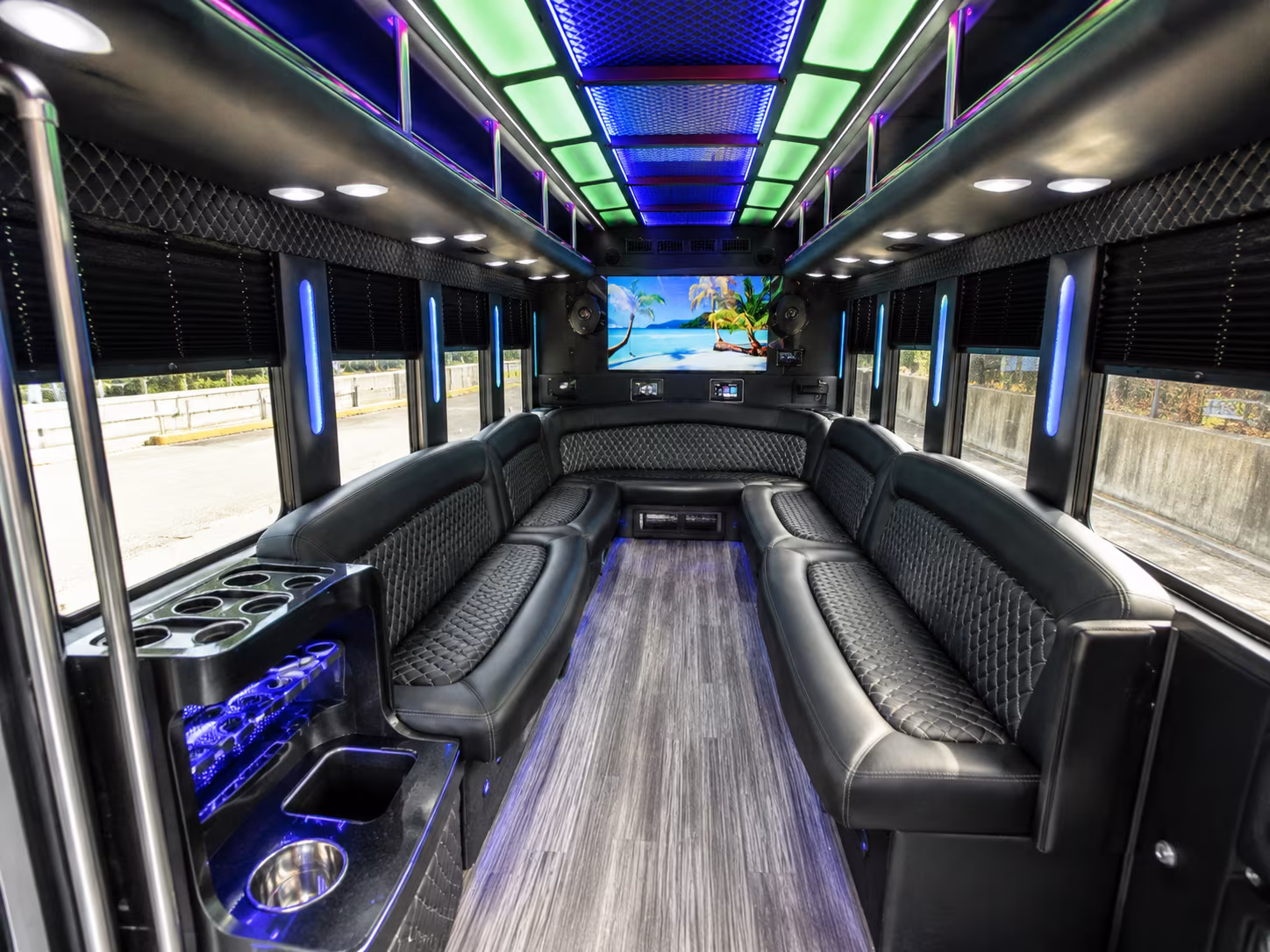 west bloomfield 18 passenger party bus inside
