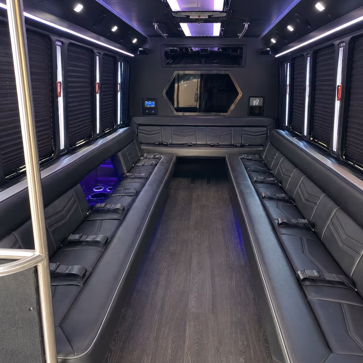 west bloomfield 18 passenger party bus interior