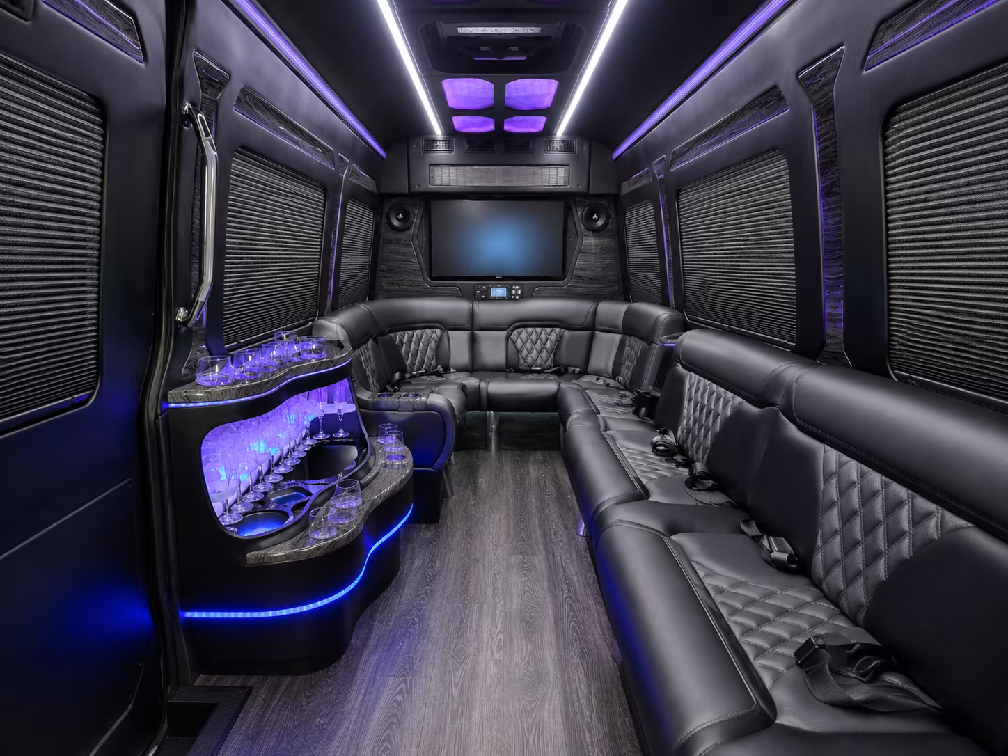 west bloomfield 25 passenger party bus interior