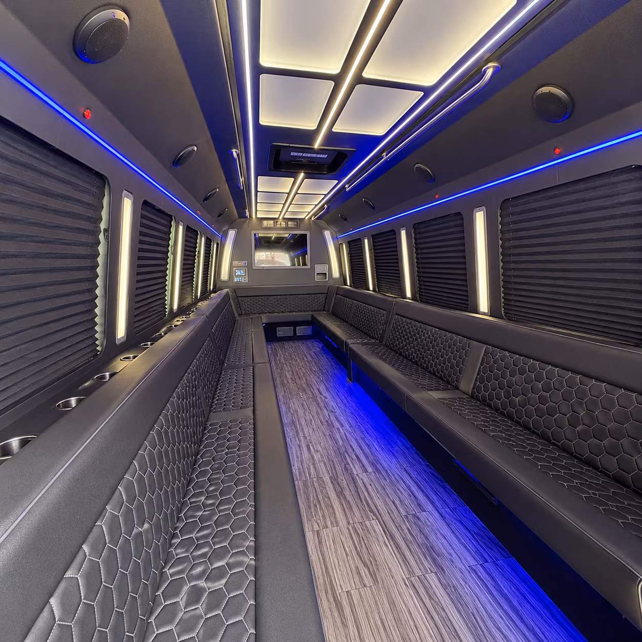 west bloomfield 30 passenger party bus interior