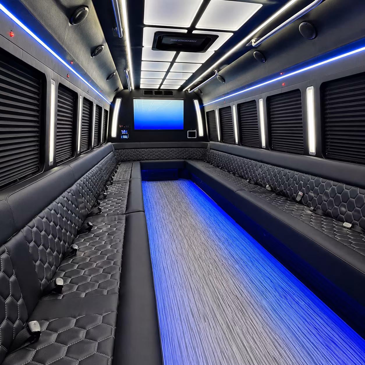 west bloomfield 50 passenger party bus inside