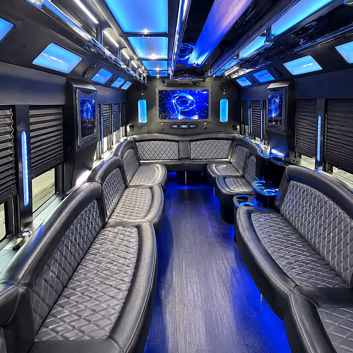 west bloomfield 50 passenger party bus interior